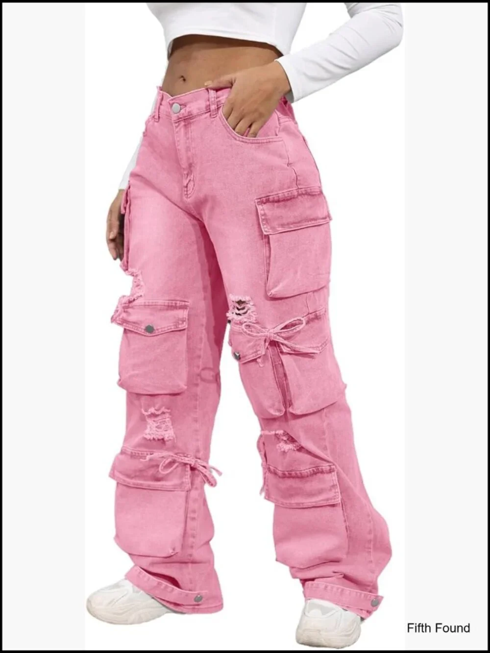 High Waist Baggy Cargo Jeans Wide Leg Denim Pants Streetwear